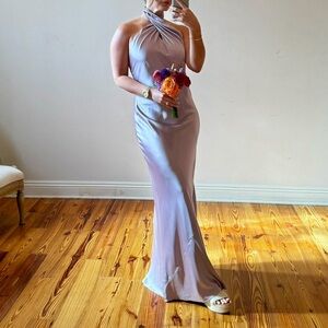 Elegant Lavender Halter Evening Dress - Women